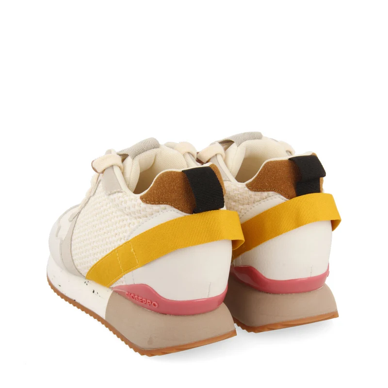 Evosges women's textured white sneakers with details and inner wedges