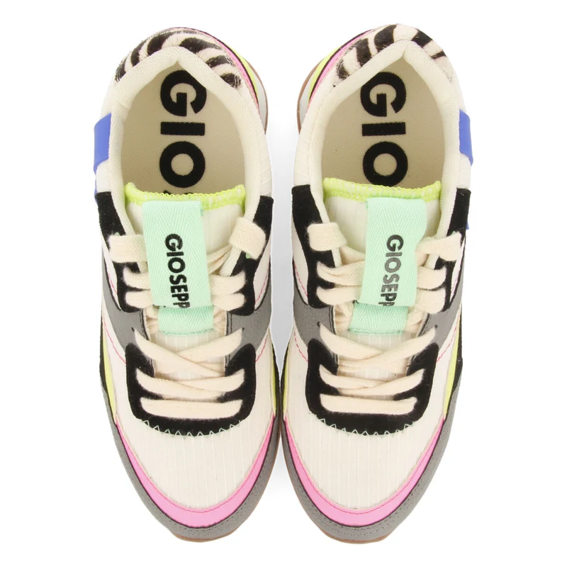 Nerang women's white sneakers with inner wedges and a range of textures and prints