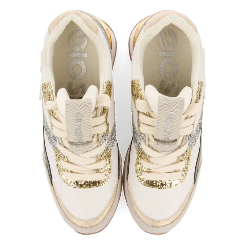 Archon women's white sneakers with inner wedges and glittery details