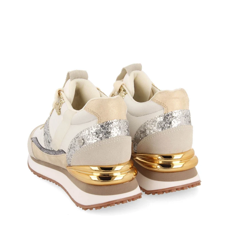Archon women's white sneakers with inner wedges and glittery details