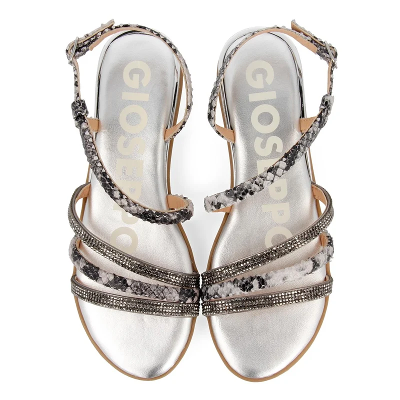 Sandalias de tiras finas en plateado y print de serpiente para mujer FRISCO