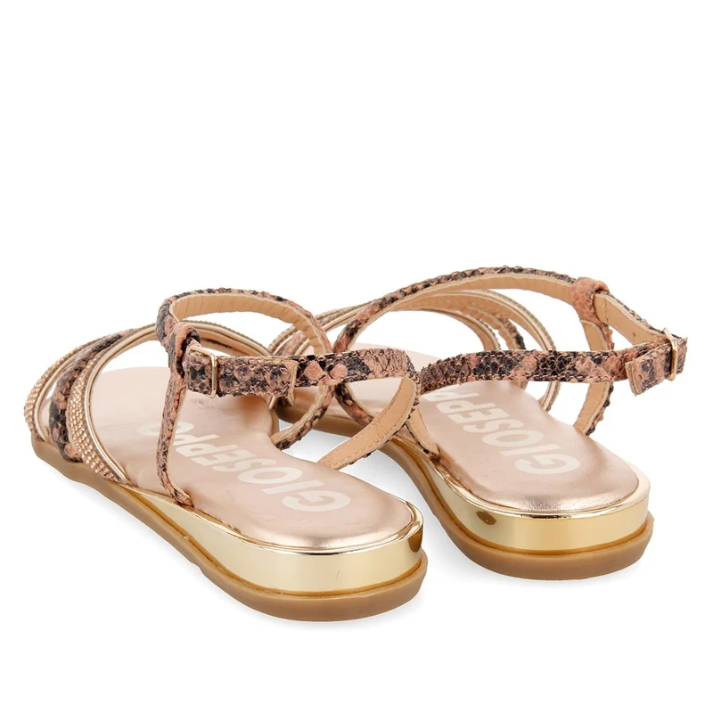 Sandalias de tiras finas en oro rosado y print de serpiente para mujer FRISCO
