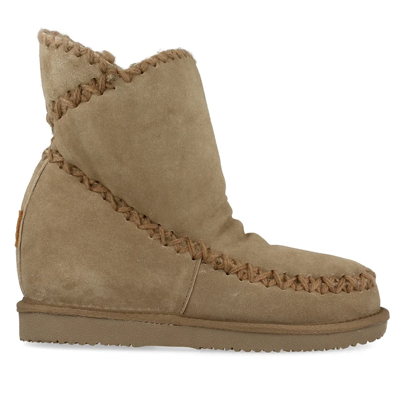 Beige leather ankle boots australian style with internal wedge for woman 42114
