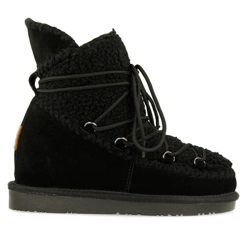 Botas estilo australiano negras con detalle de borrego para mujer 46486