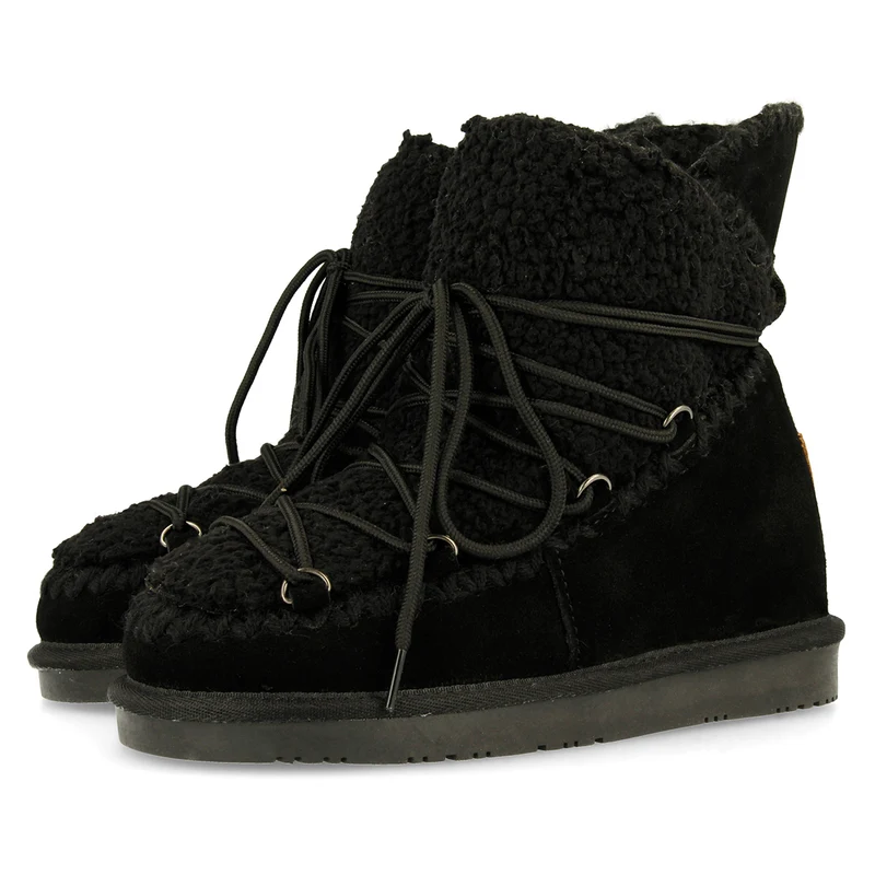 Botas estilo australiano negras con detalle de borrego para mujer 46486