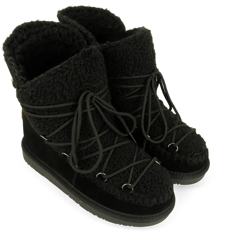 Botas estilo australiano negras con detalle de borrego para mujer 46486