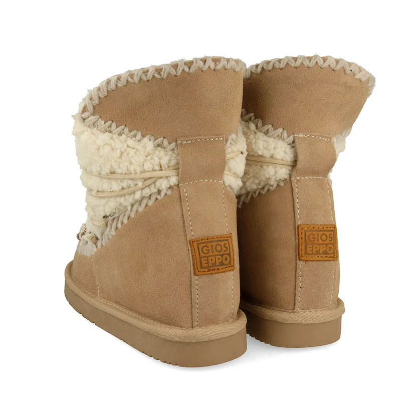 Camel Australian style boots with sheepskin detail for women 46486
