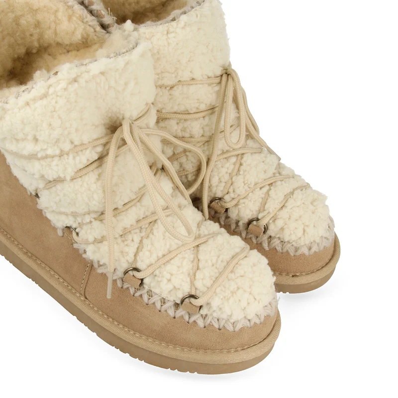 Camel Australian style boots with sheepskin detail for women 46486