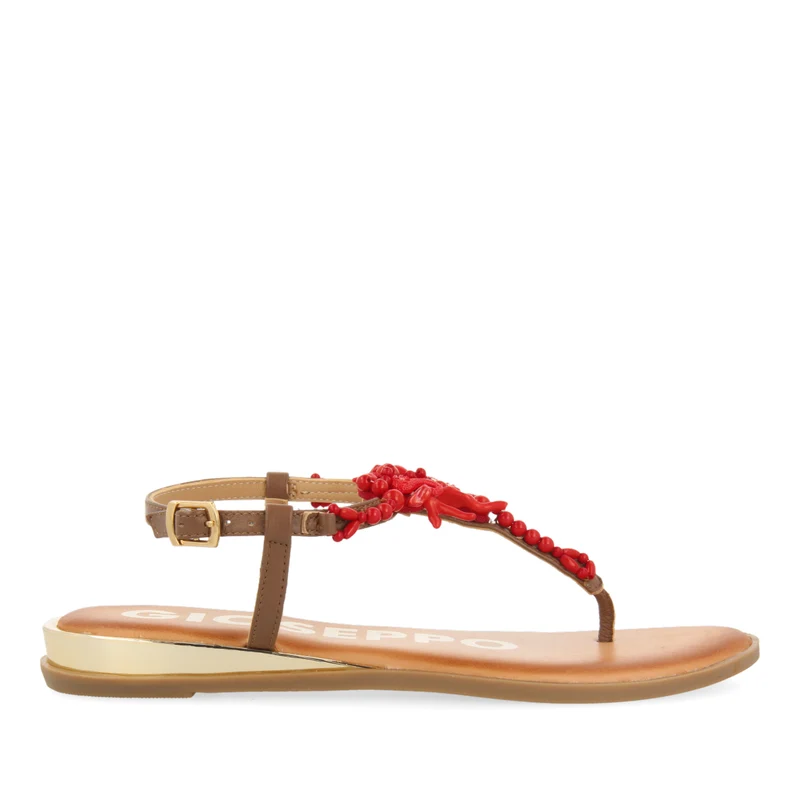 RED FLAT SANDALS FOR WOMAN ALBANY
