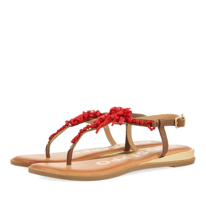 RED FLAT SANDALS FOR WOMAN ALBANY