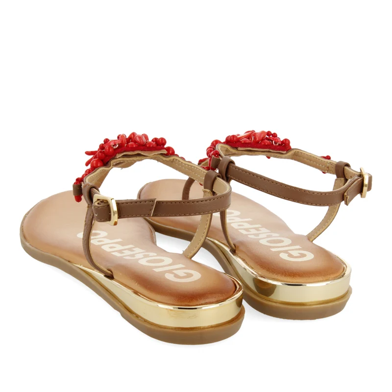 RED FLAT SANDALS FOR WOMAN ALBANY