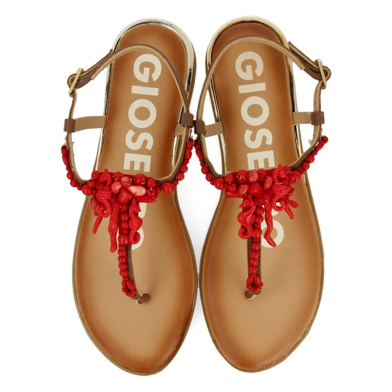 RED FLAT SANDALS FOR WOMAN ALBANY