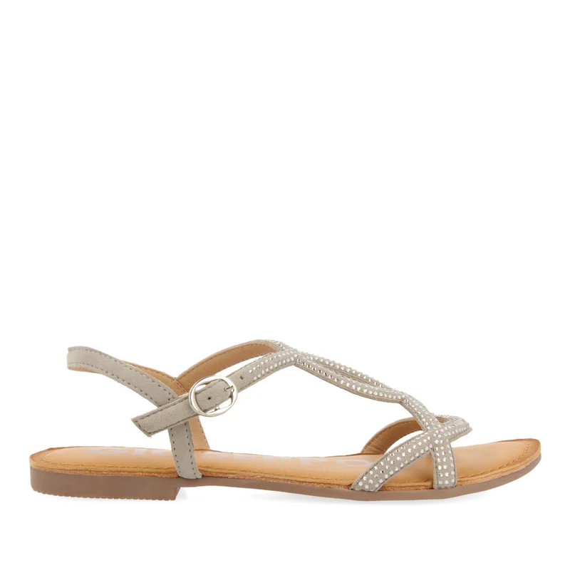 SILVER FLAT SANDALS WITH BEADS FOR WOMAN CONOVER