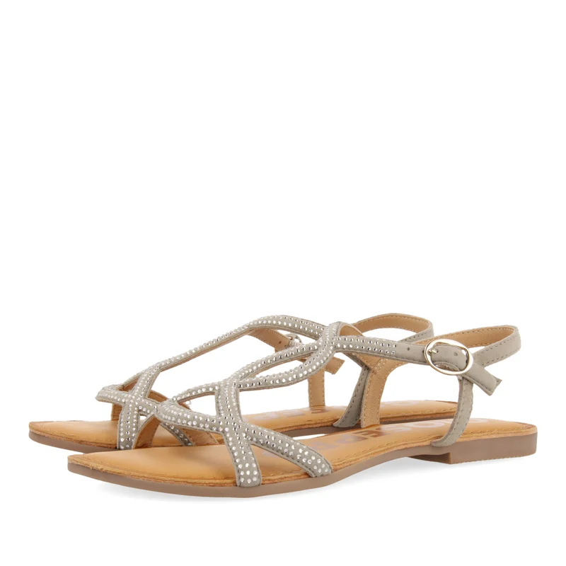 SILVER FLAT SANDALS WITH BEADS FOR WOMAN CONOVER