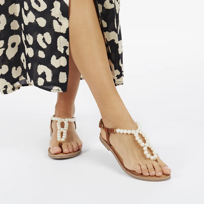 BROWN FLAT SANDALS FOR WOMAN GLENMORE