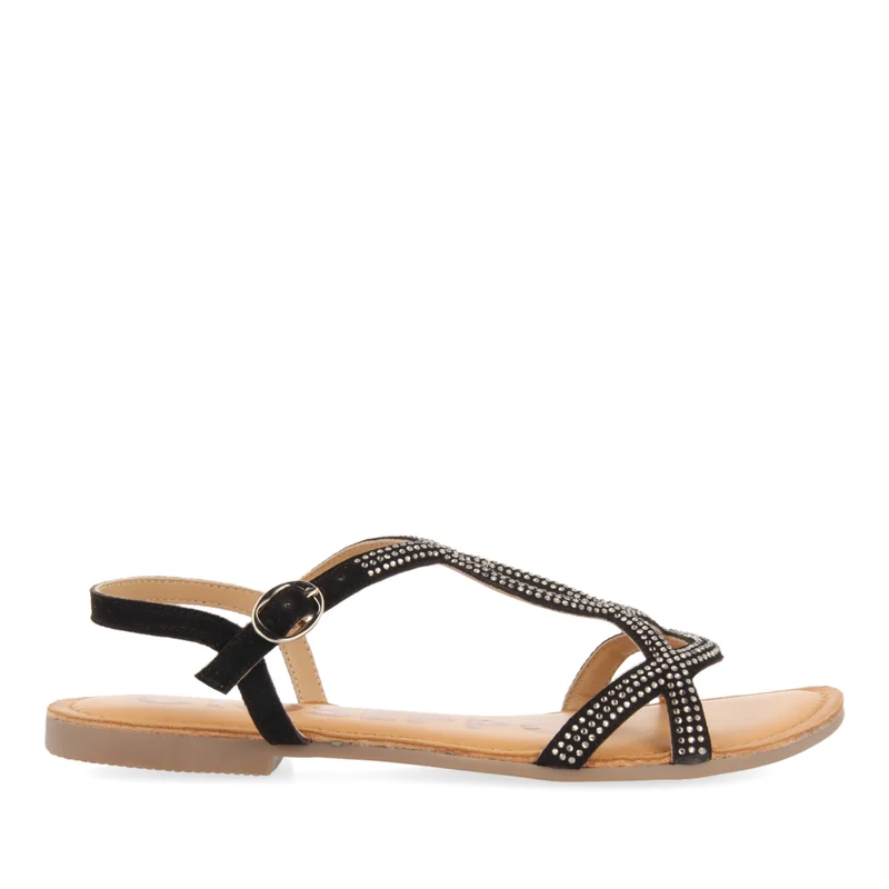 SANDALIAS PLANAS NEGRAS CON ADORNOS PARA MUJER CONOVER