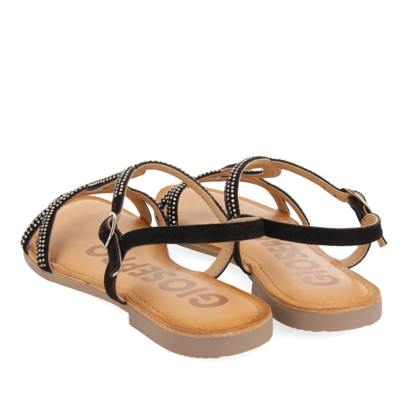 SANDALIAS PLANAS NEGRAS CON ADORNOS PARA MUJER CONOVER