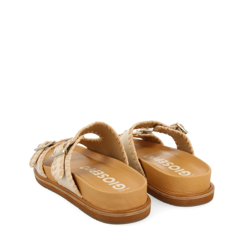 Pancas women's off-white footbed sandals with buckles