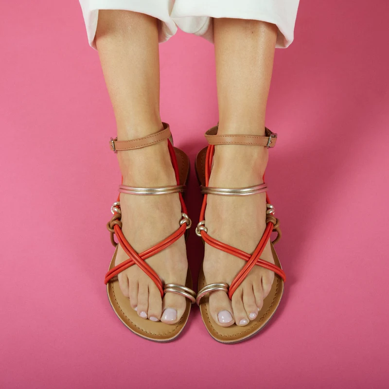 Gualaca women's flat sandals with multicoloured straps