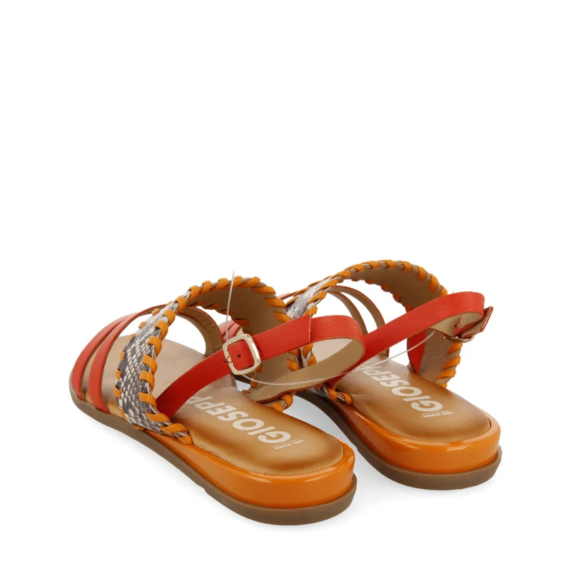 Braye women's orange sandals with snakeskin print