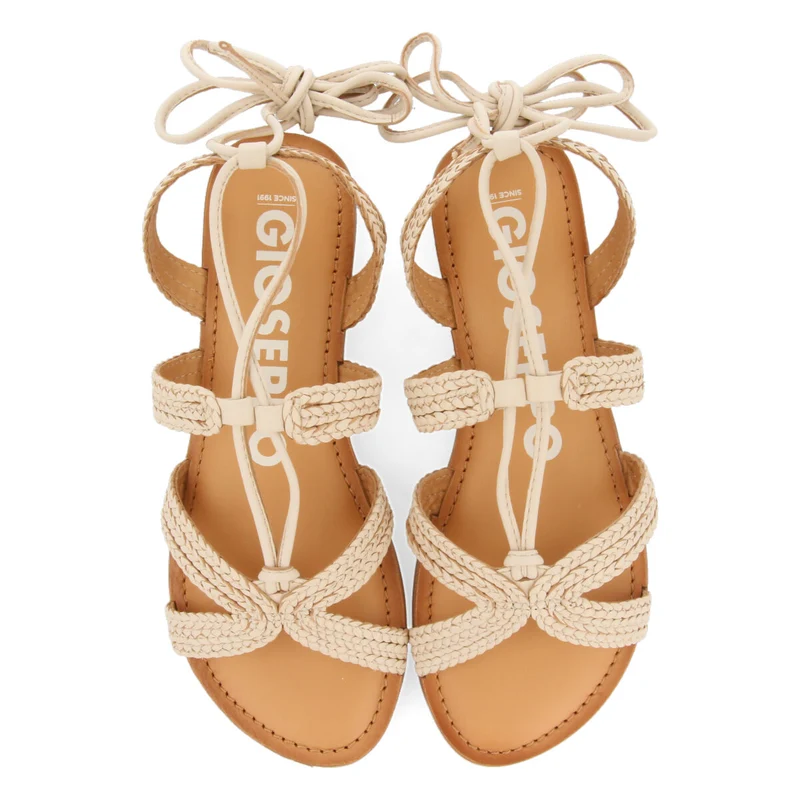 Darney women's flat off-white braided leather sandals with laces