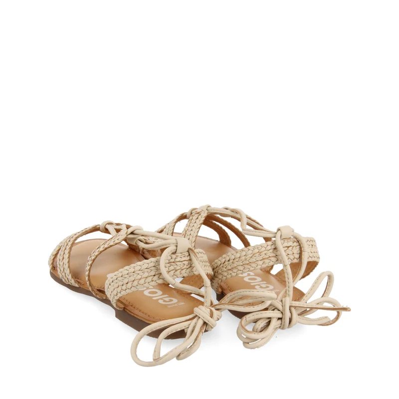 Darney women's flat off-white braided leather sandals with laces
