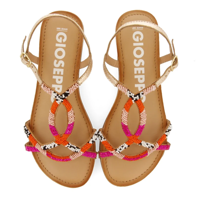 Berlise women's flat sandals with decorative multicoloured beads
