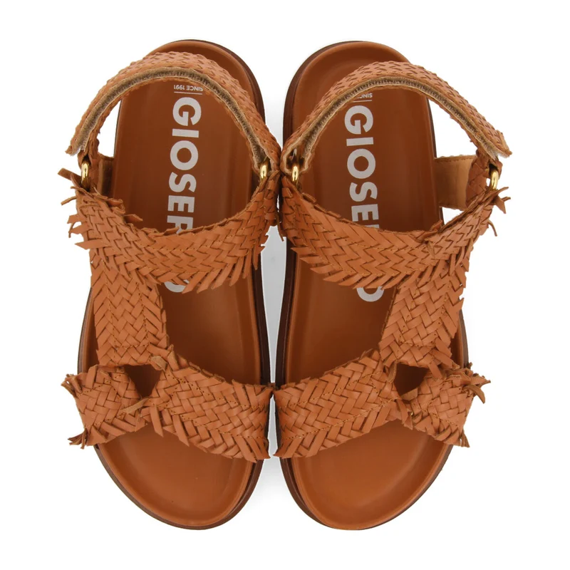 Lassance women's tan footbed sandals with braided straps