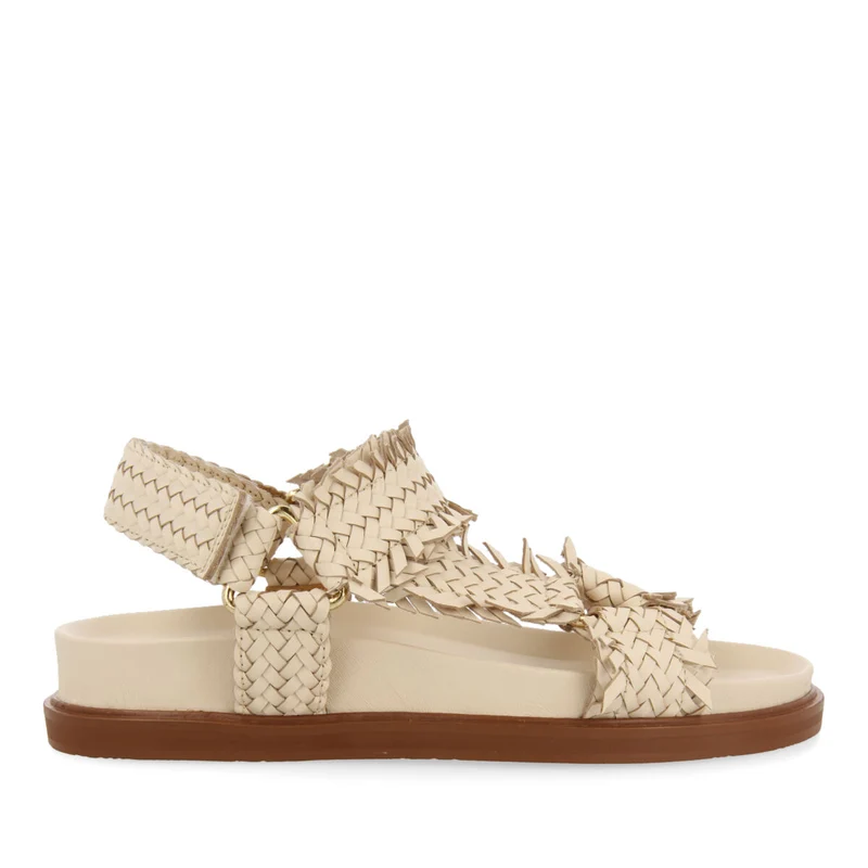 Lassance women's off-white footbed sandals with braided straps