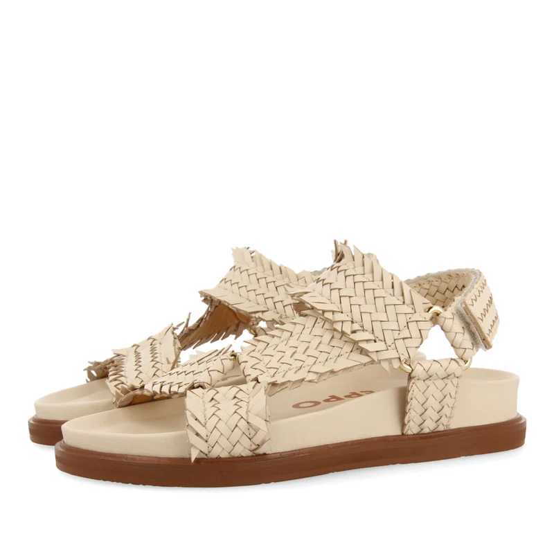 Lassance women's off-white footbed sandals with braided straps