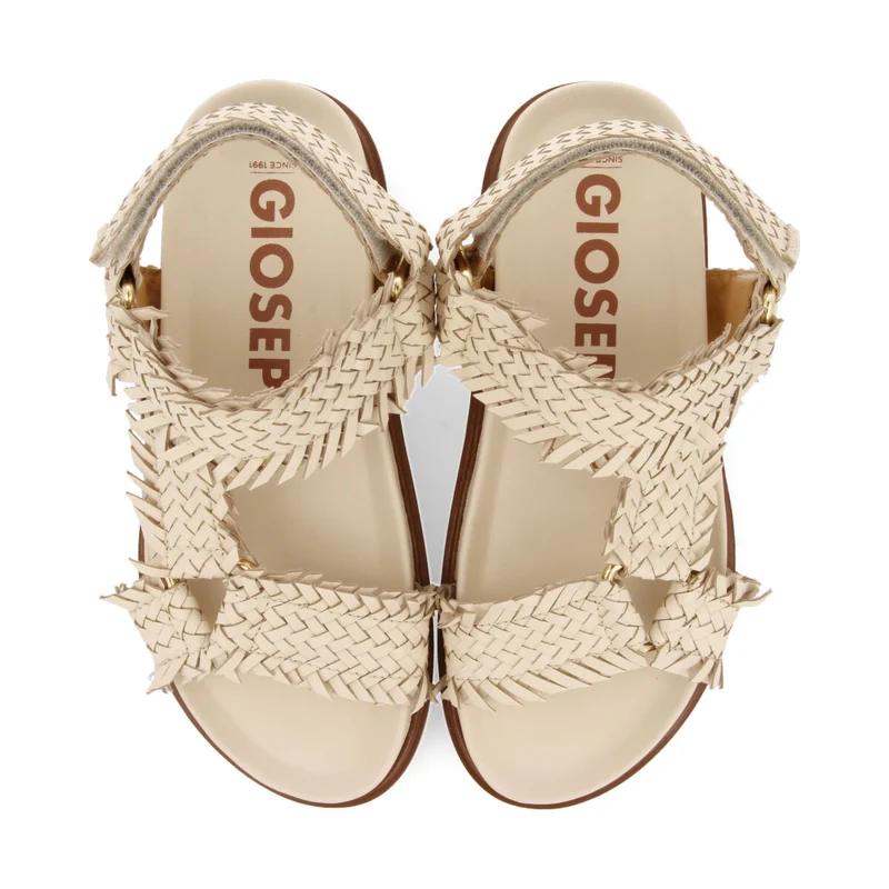 Lassance women's off-white footbed sandals with braided straps