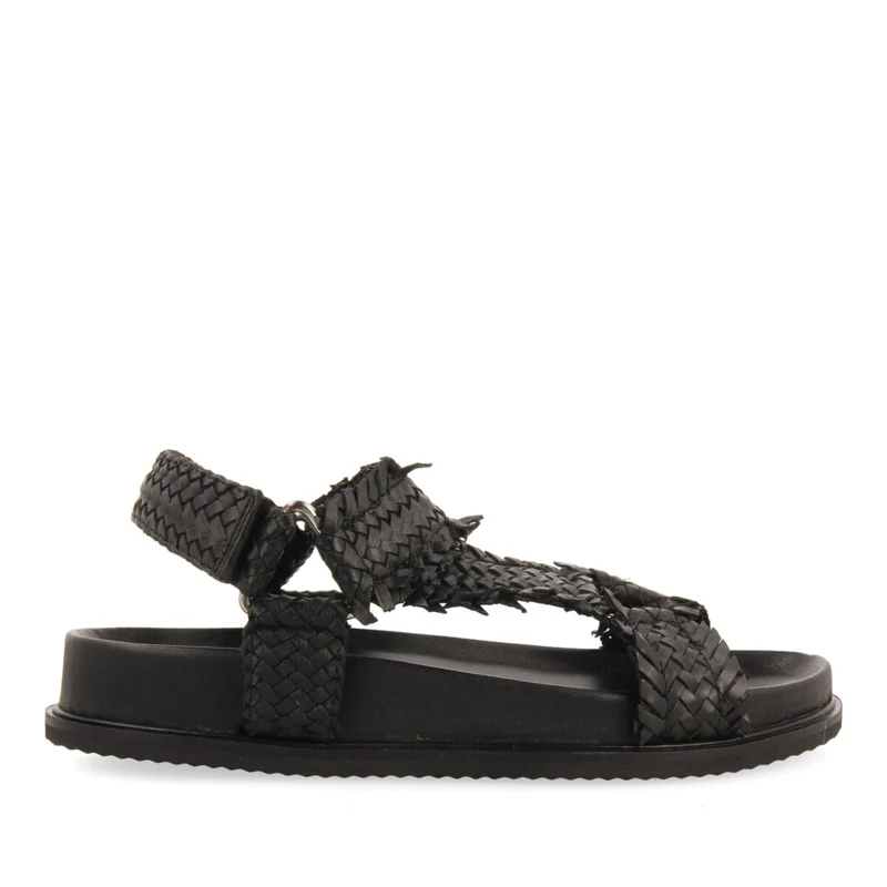 Lassance women's black footbed sandals with braided straps