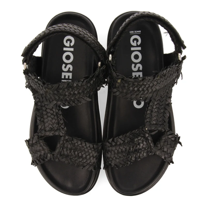 Lassance women's black footbed sandals with braided straps