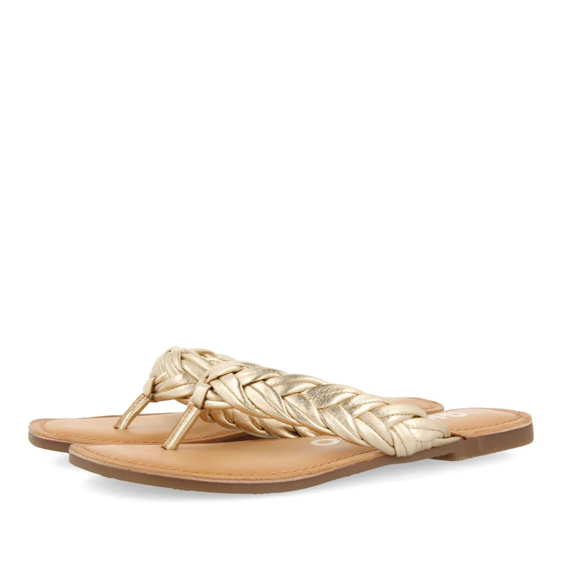 Bicas women's flat gold braided sandals