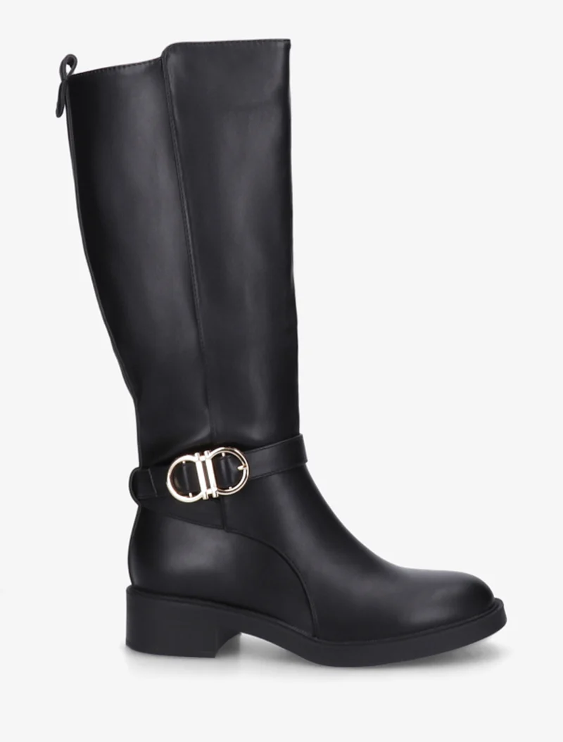 Bottes en simili à boucle et bouts ronds - Noir