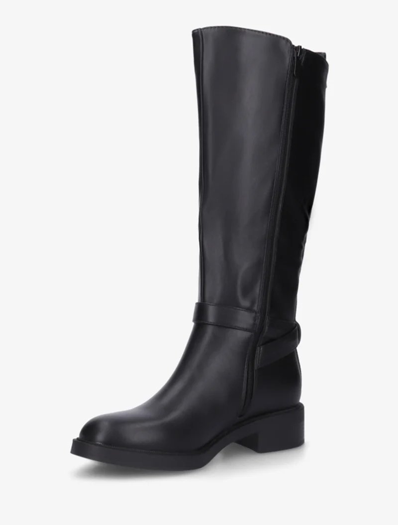 Bottes en simili à boucle et bouts ronds - Noir