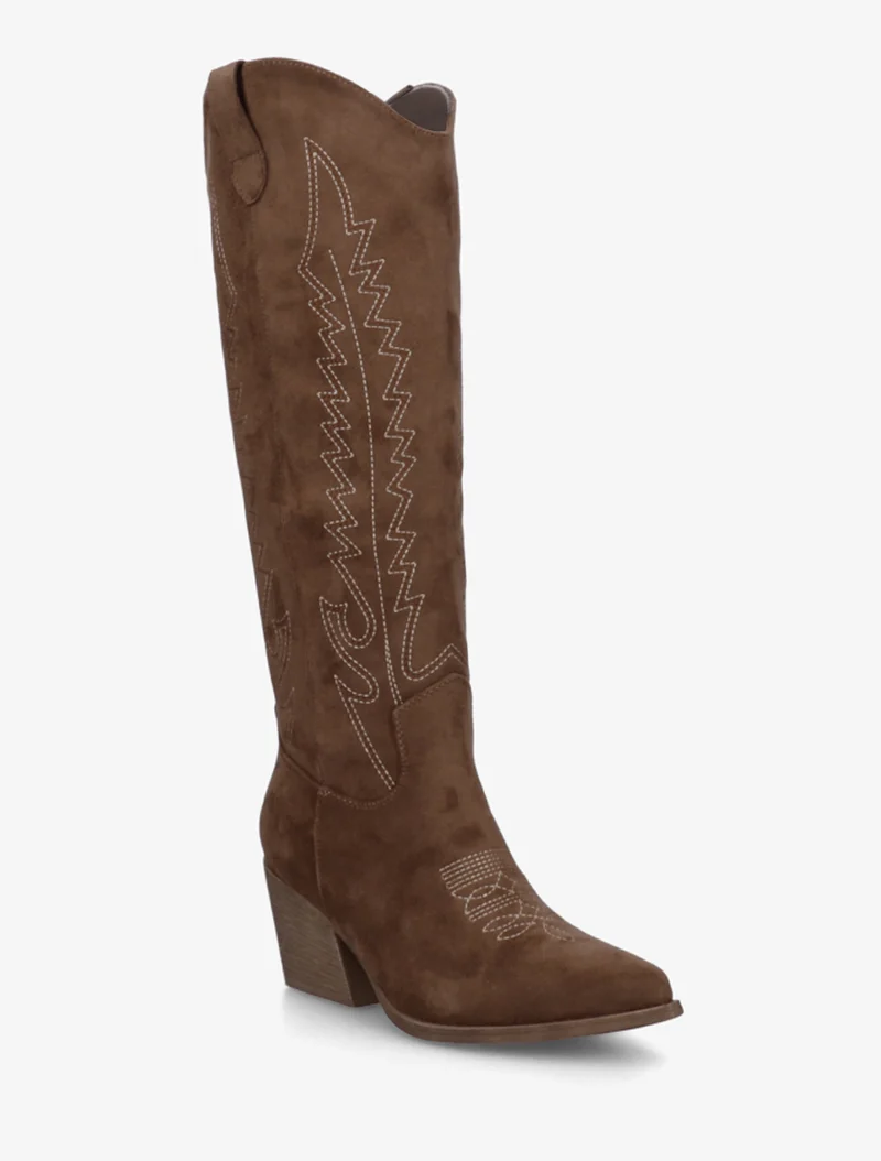 Bottes style santiags en suédine - Marron