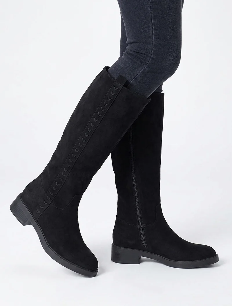 Bottes unies en suédine - Noir