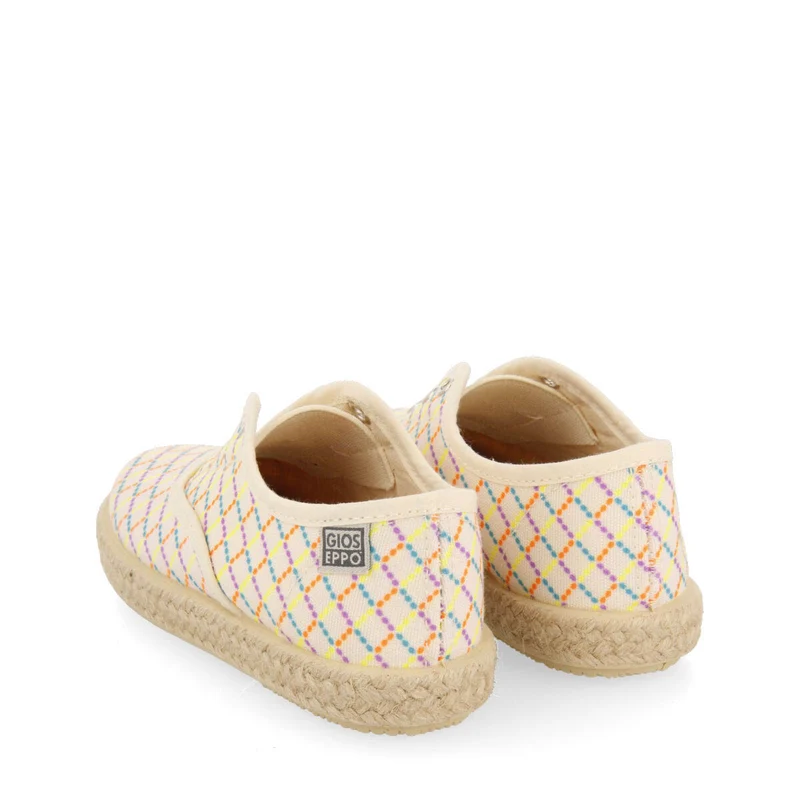 Xilitla babies beige oxford style espadrilles with a colourfulrint