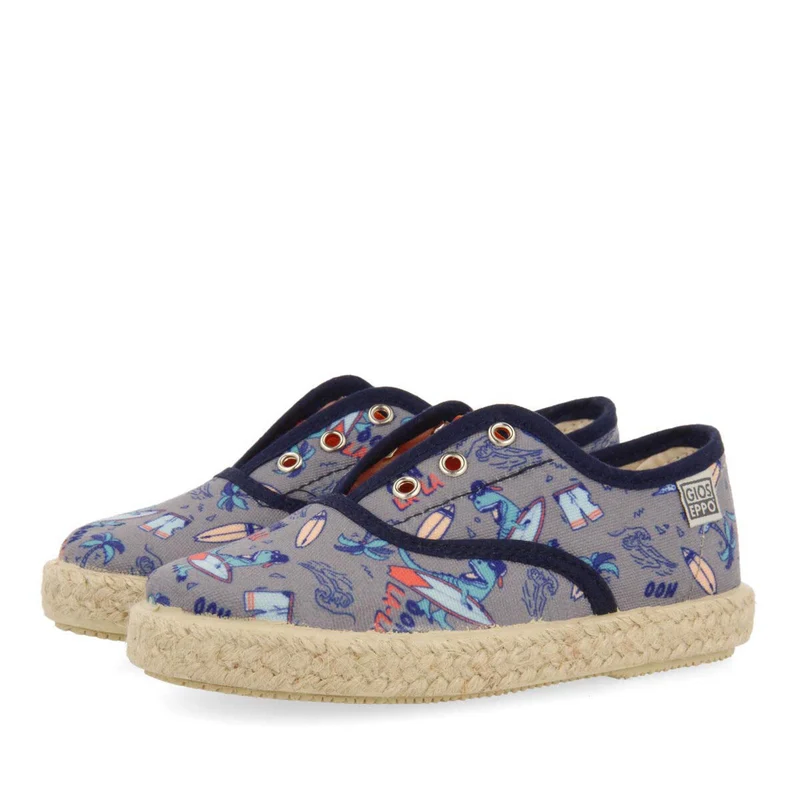 Draveil babies grey espadrilles with a colourfulrint