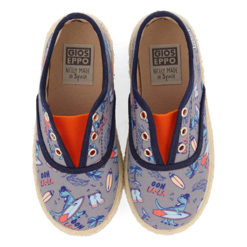 Draveil boys grey espadrilles with a colourfulrint