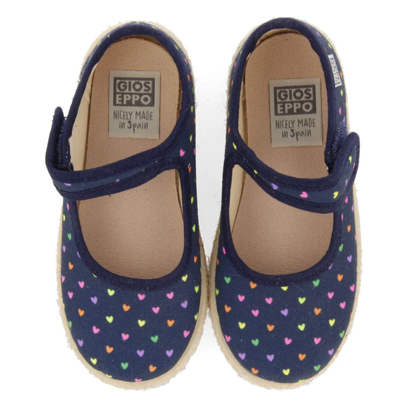 Clesles girls navy blue heartrint espadrilles