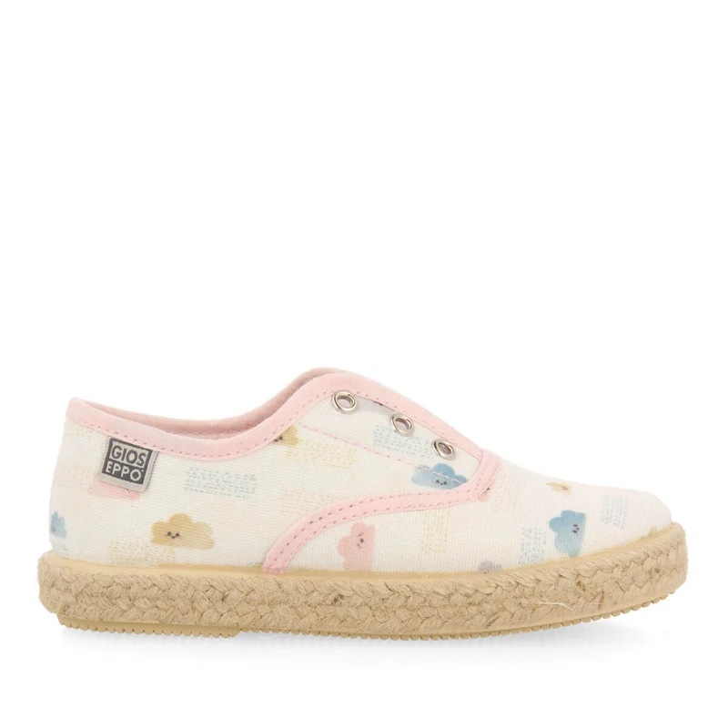 Verlin girls white espadrilles with a multicolouredrint