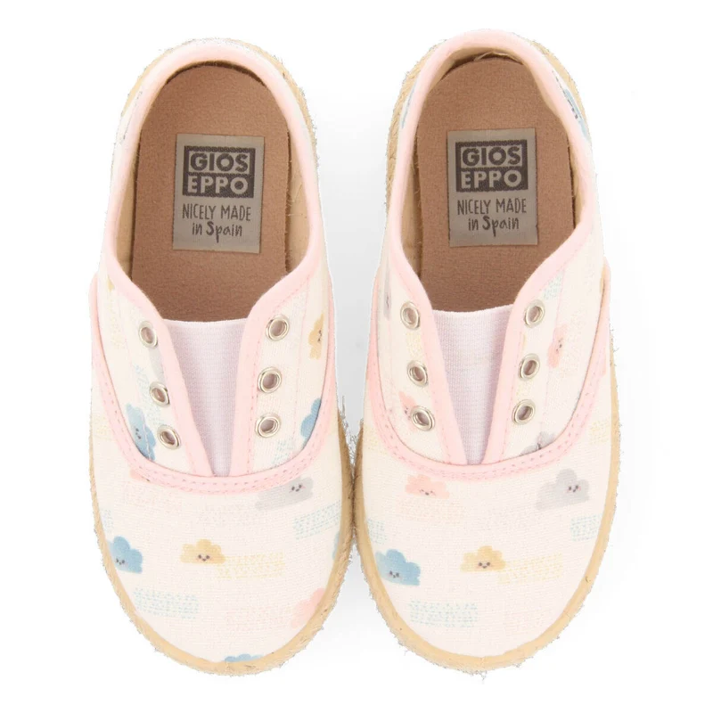 Verlin girls white espadrilles with a multicolouredrint