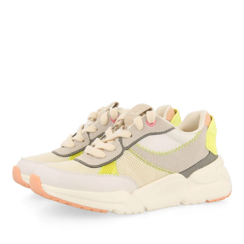 Uracoa girls white mesh sneakers with colourful details