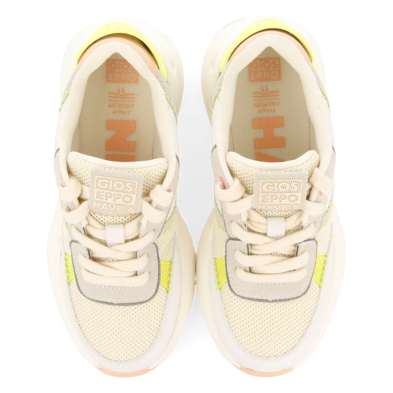 Uracoa girls white mesh sneakers with colourful details