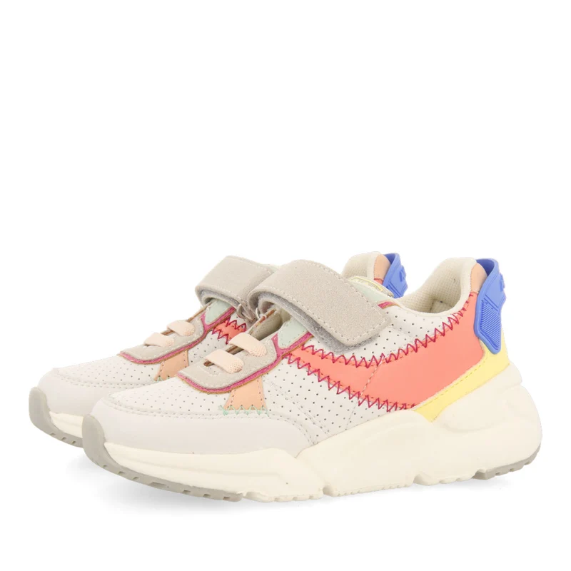 Selviria girls white sneakers with multicoloured details
