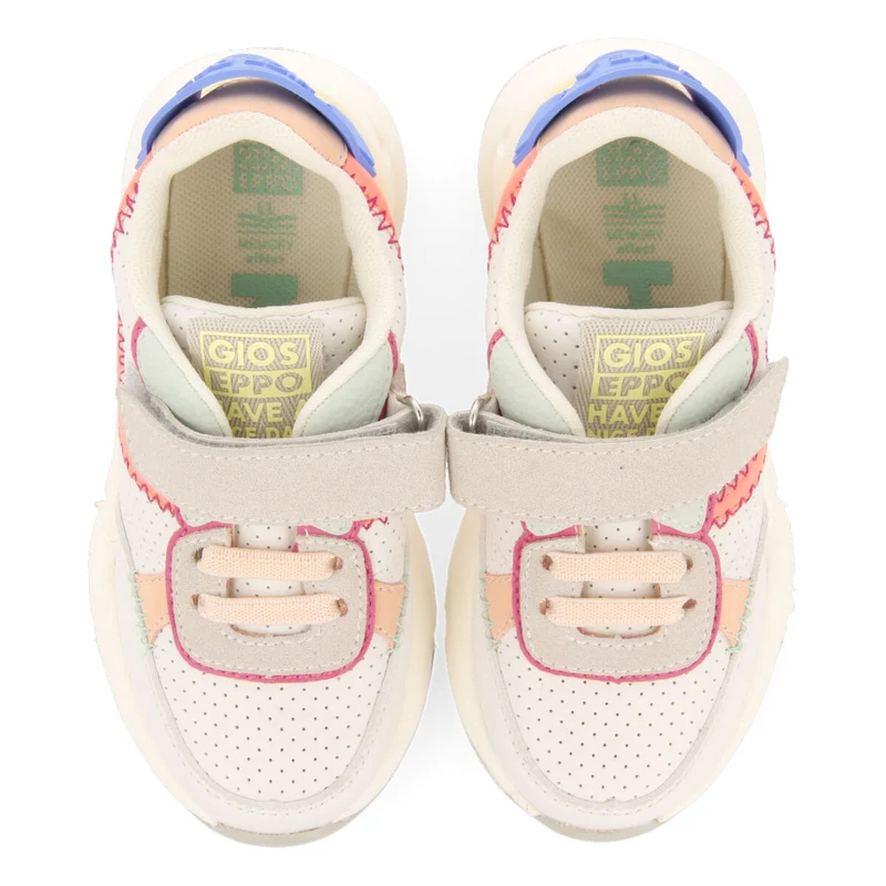 Selviria girls white sneakers with multicoloured details