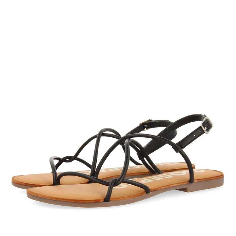 BLACK SANDALS WITH THIN STRAPS FOR WOMAN GUIRA