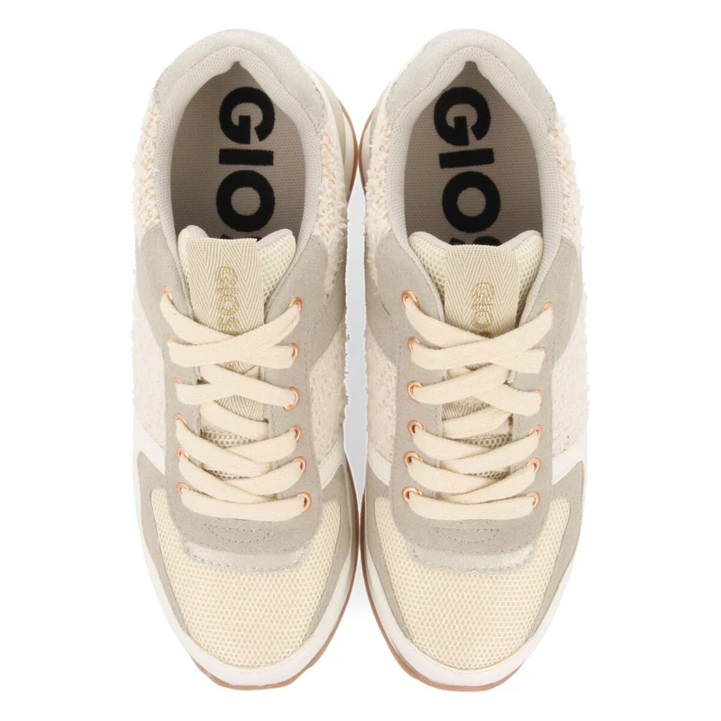 Lellig women's off-white monochrome sneakers with inner wedges